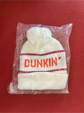 Dunkin Donuts Winter White Pom Pom Knit Hat - Adult